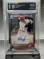 2025 Bowman Chrome Enry Torres CPA-ET 1st Base Prospect Card Auto Reds AC 9/10🔥