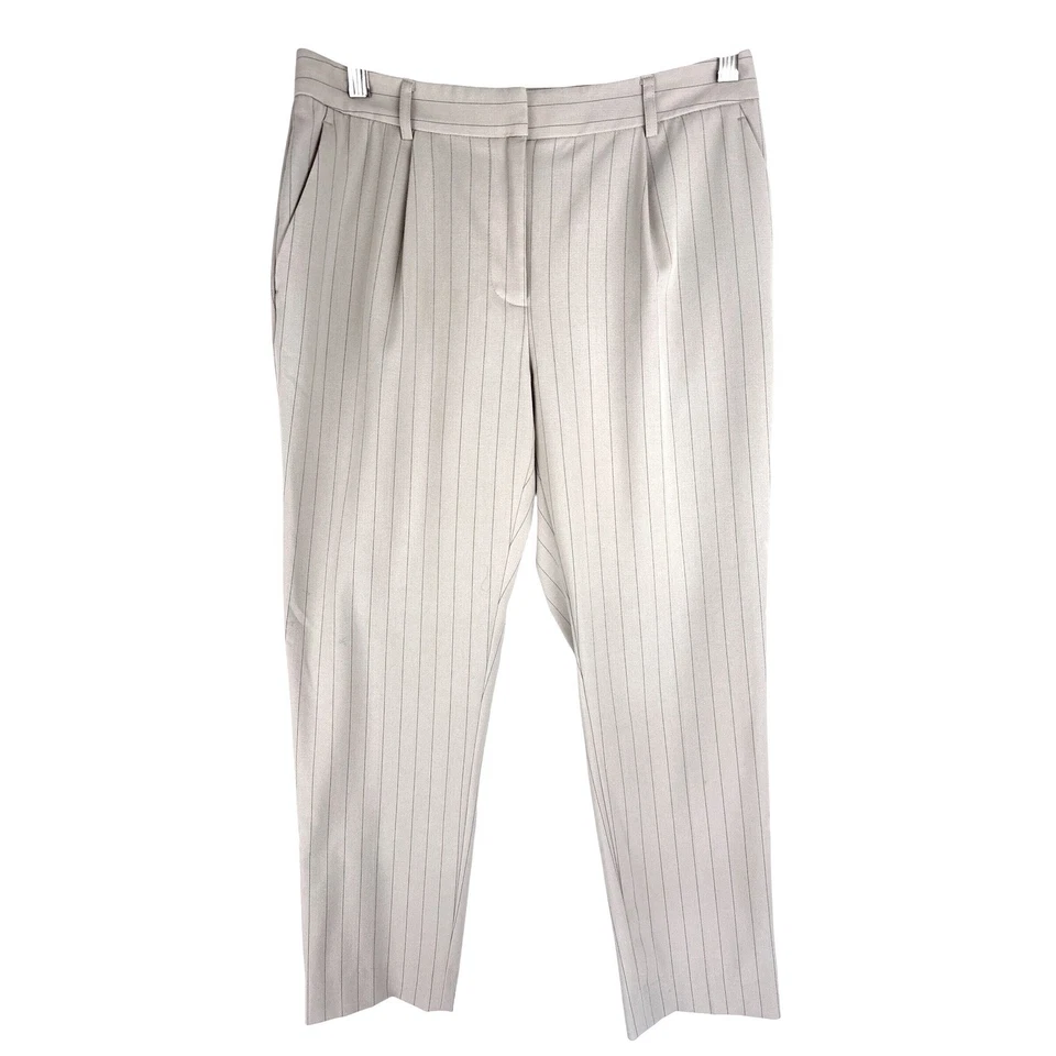 Pantalones plisados a medida DKNY beige, azul a rayas talla 6P para mujer Foto 2 de 4