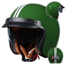 Frank Thomas Open Face Motorcycle Helmet British Green