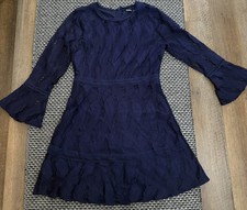 Boohoo Womens Lace Babydoll Flared Sleeve Starlet Short Fit Flare Lined Navy 10