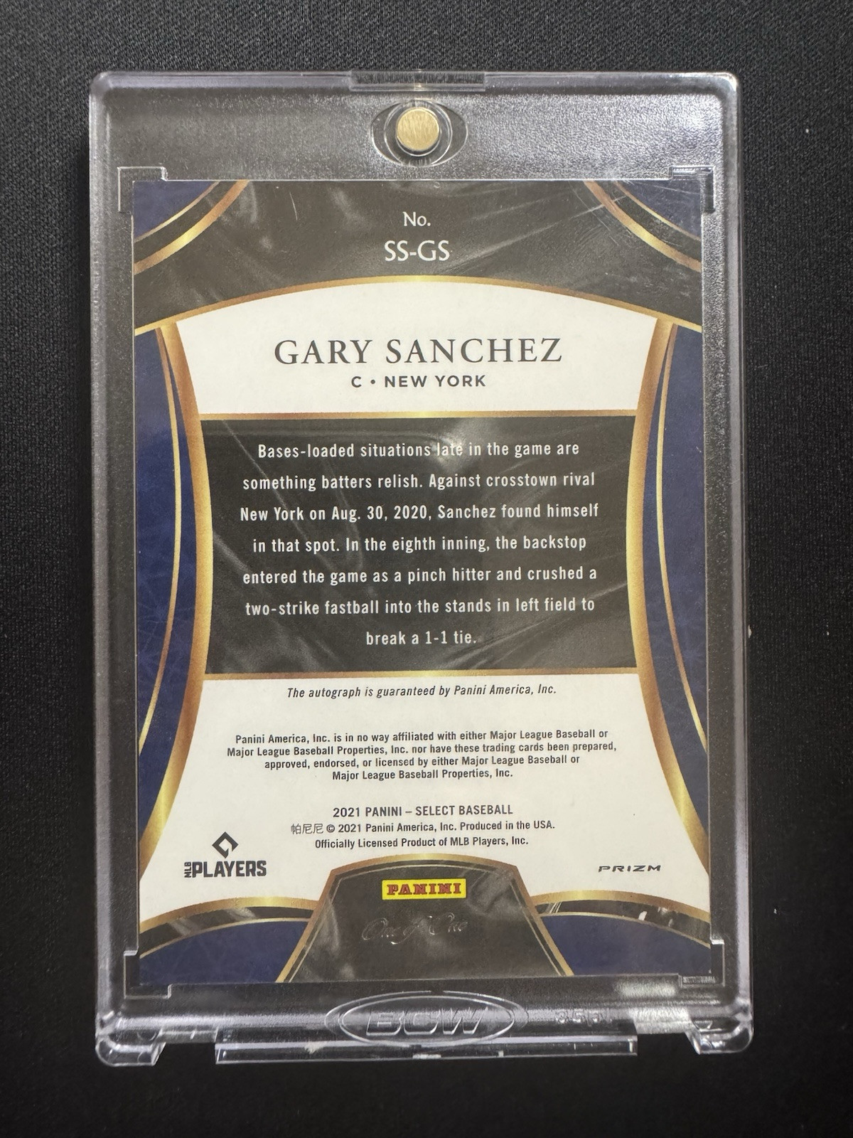 Gary Sanchez 2021 Panini Select Selective Black Finite Disco 1/1 AUTO YANKEES view 2
