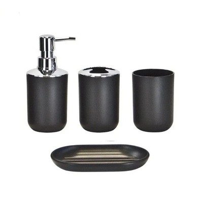 Set 4 pcs Bathroom Accessory Set Soap Dispenser Toothbrush Holder Tumbler Tray