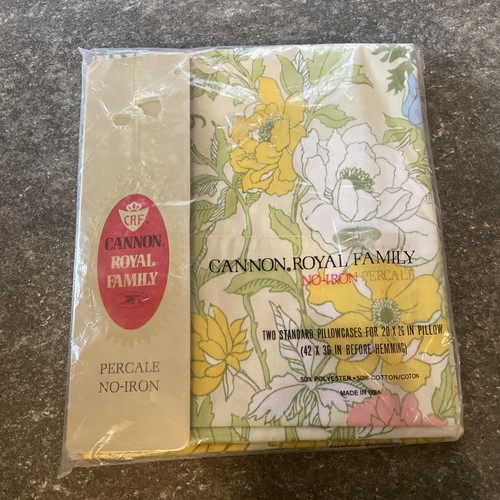 Vintage Cannon Royal Family Floral Pastel Set of 2 Standard Pillowcases NIP