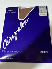 New Vntg Sears Best Cling-Alon Thi-Top Stockings  2 Pr Toast Fits to 5'9" & 140#