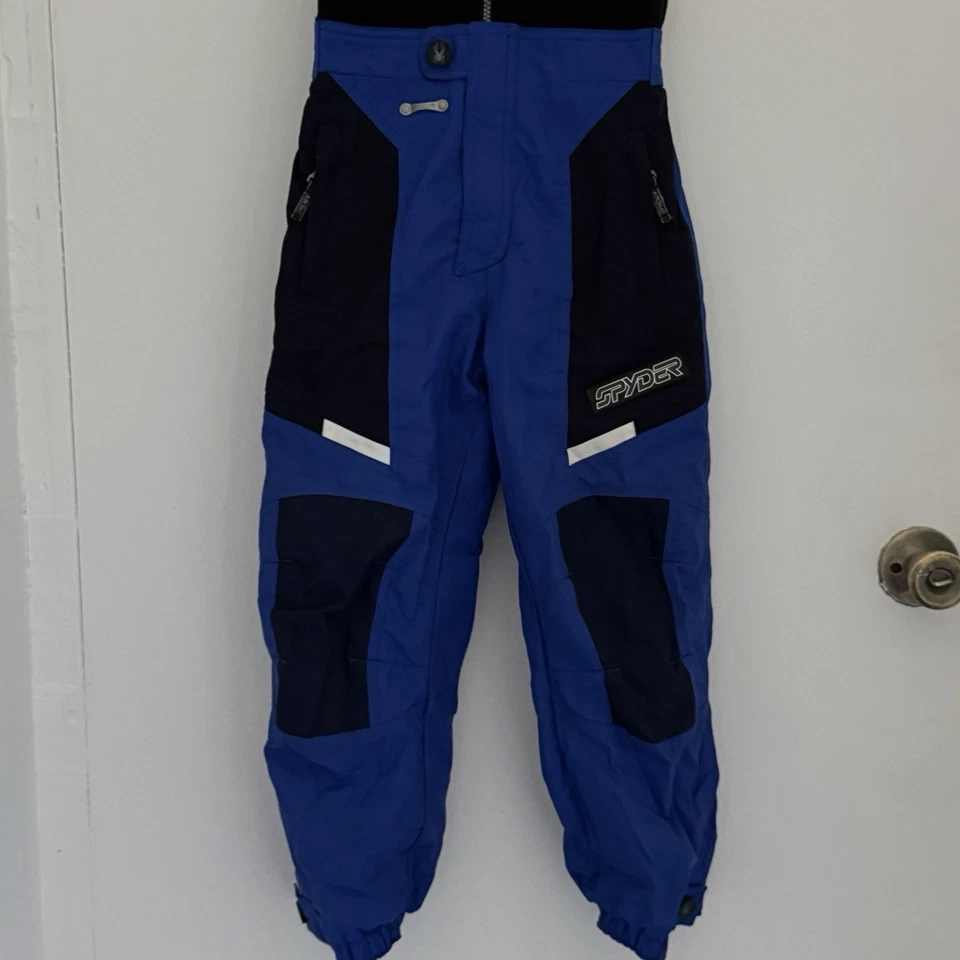 SPYDER Snowbib 儿童尺寸 6 黑色/蓝色绝缘盖扣防水 1 件 — 第 3/4 张图片