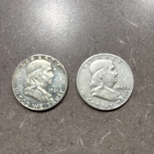 1961,1962 Franklin Liberty Half Dollar. 90% Silver. Very Good Condition.