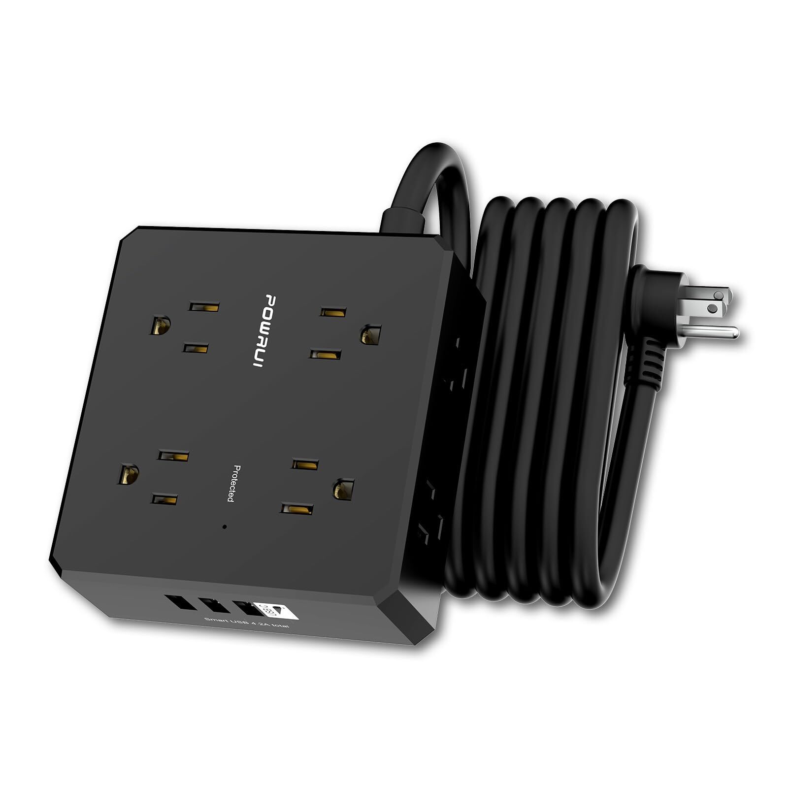 Surge Protector Power Strip - 10 Ft Flat Plug Extension Cord with 8 Widely Ou...-image