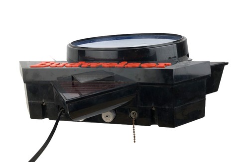 1991 Budweiser beleuchtetes Baruhr Schild rot blau schwarz funktioniert kleines Stück fehlt - Bild 8 von 9