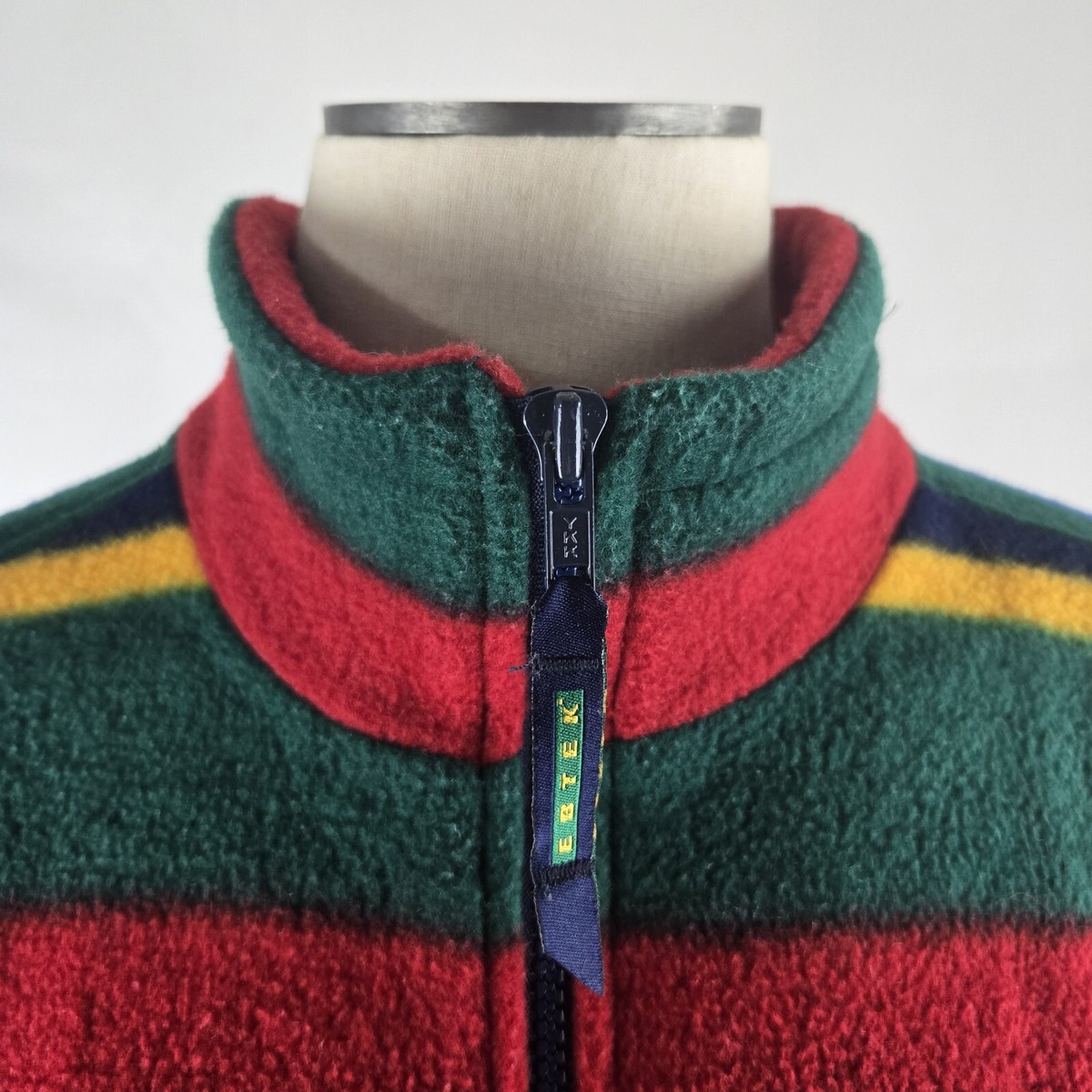 Vintage Ebtek Eddie Bauer Mens Pullover L Fleece Half Zip Striped 