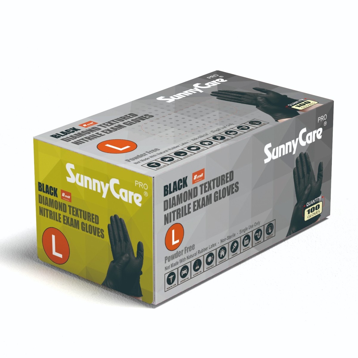 8 mil Nitrile Gloves -Black/Grit Textured | - Glove Master