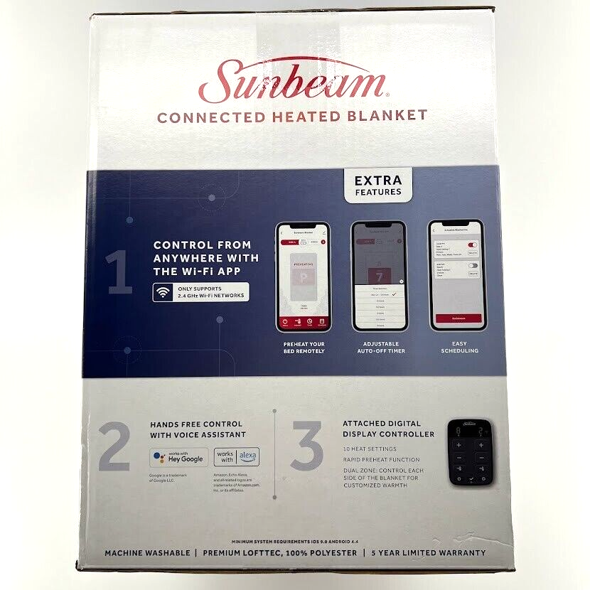 Sunbeam Connected WiFi Smart Heated Blanket Slate Gray, King Size -  NEW/SEALED 694501170739 | eBay