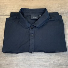 Hugo Boss Mens Size M/L Black Short Sleeve Button Up Shirt 100 Cotton B16
