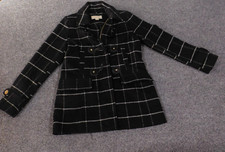 michael kors jacket women size 4 black peacoat toggle plaid wool polyester
