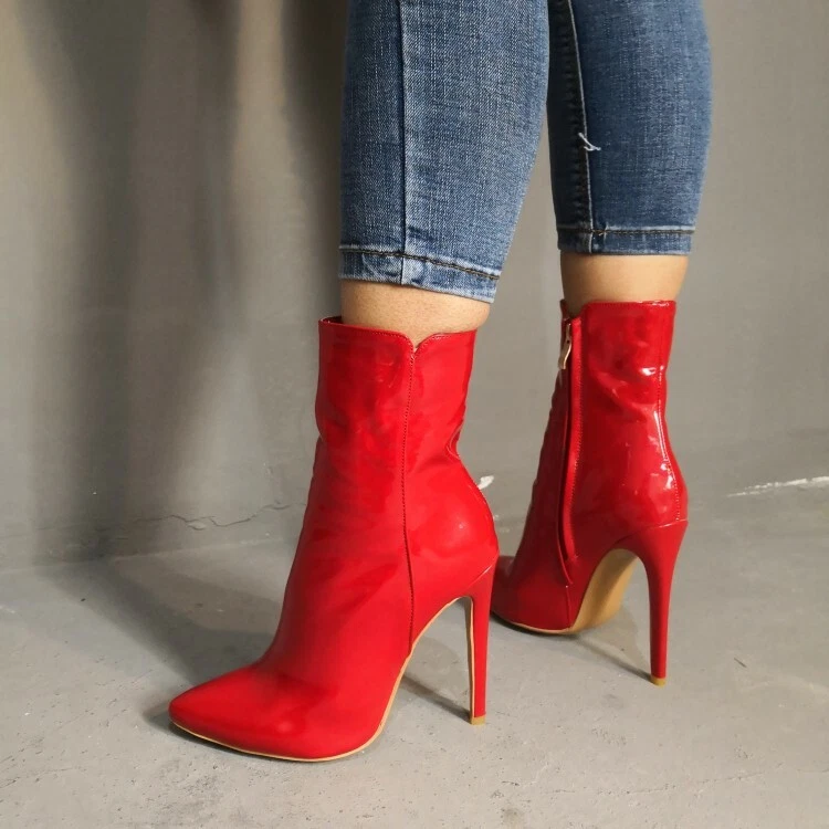 Daniel Abigail Red Suede Platform Ankle Boots