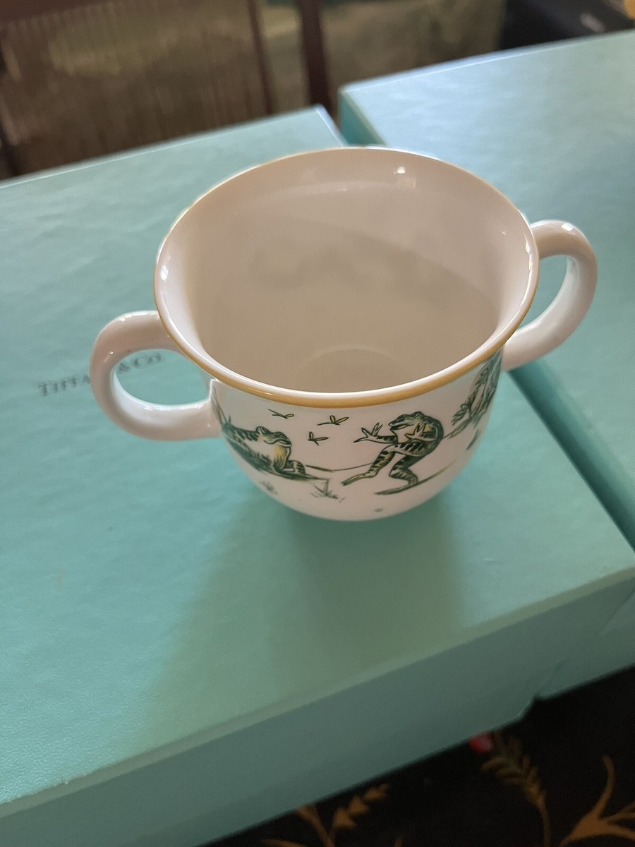 Rare Vintage Tiffany & Co Bone China Frog Pond Child Bow And Cup