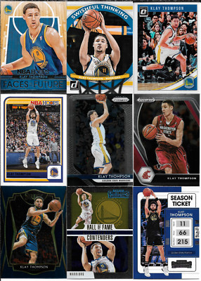 Klay Thompson 9 Card Lot with Hoops Faces of the Future Insert NM