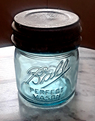 BALL 1/2 PINT BLUE MASON Jar 