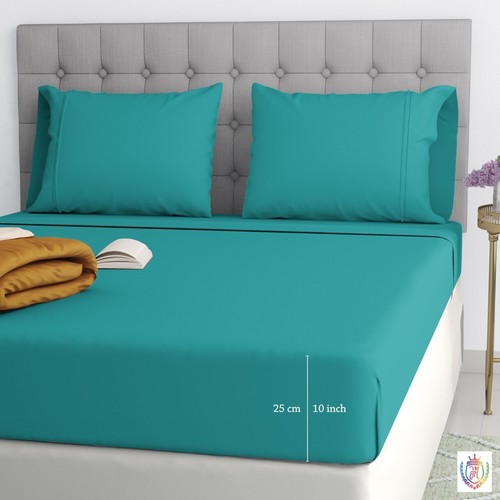 Sábanas ajustadas extra profundas de 25 cm 100 % polietileno algodón individuales doble tamaño King - Imagen 5 de 19