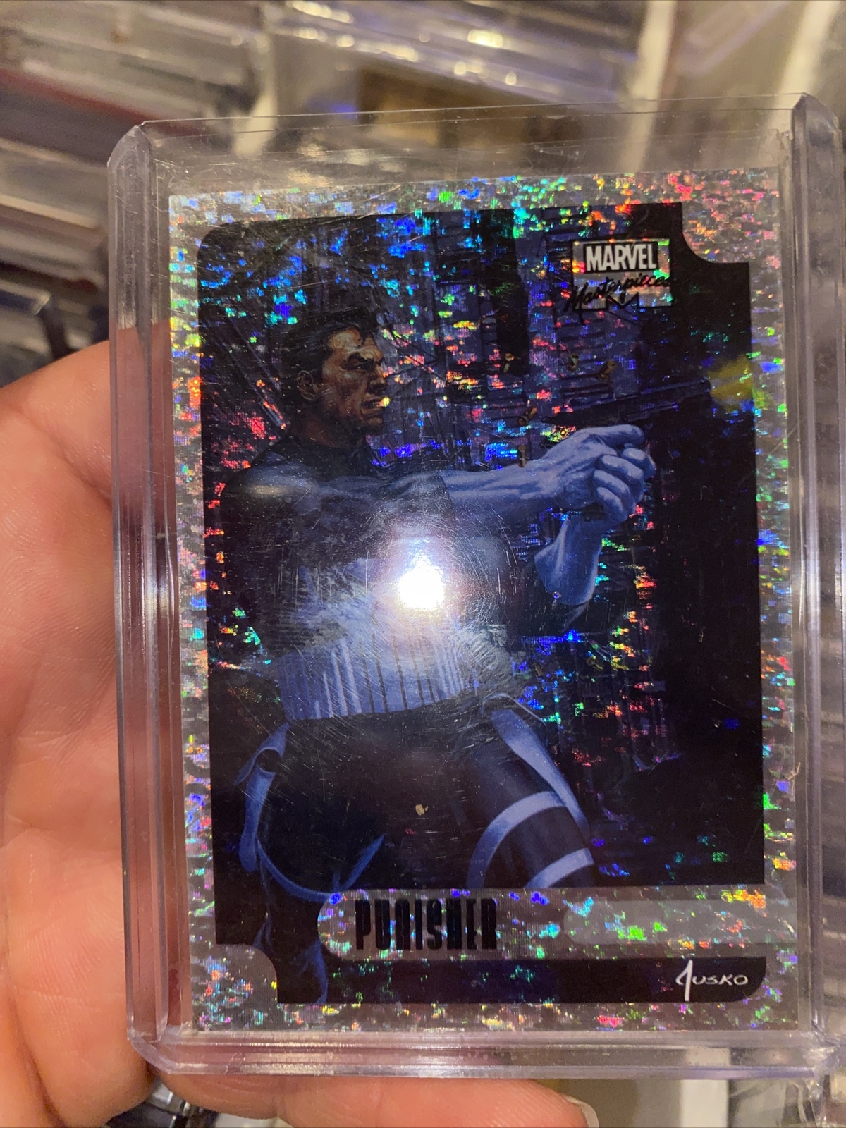 2016 Marvel Masterpieces Speckle Holofoil  #9 Punisher  #58/99 Joe Jusko