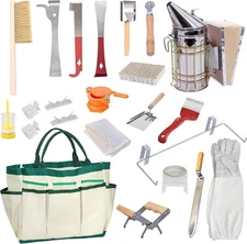 BeeCastle Professional Beekeepers Supplies 22PCS Tool Kit with Organizer Tote
