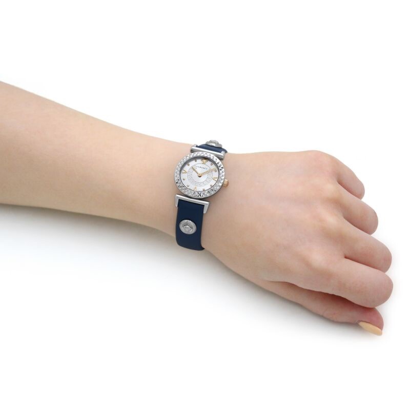 Authentic VERSACE Mini Vanity Leather Watch Blue $975 | eBay display picture 1