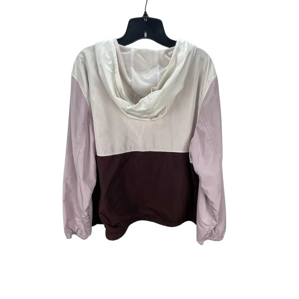 Chaqueta cortavientos Old Navy Active para mujer Colorblock con capucha XL blanca/rosa/marrón Foto 3 de 4