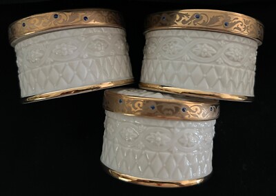 Lot of (3) Lenox Heirloom Collection Round Trinket Boxes w