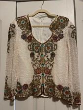Vintage Beaded and Sequined Evening Blouse size M