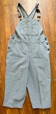 90's VTG BIB OVERALLS Cotton 34x17 Houndstooth black cropped ska grunge garden