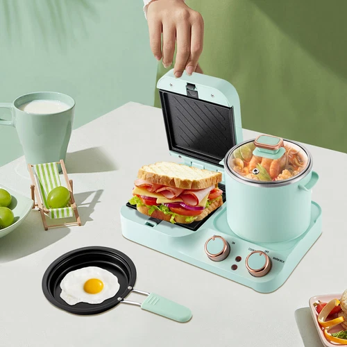 Kzc-07-B 3 in1 Breakfast Station Retro Household Breakfast Maker Green 110V NEW