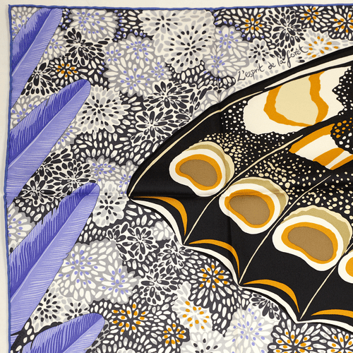 Hermes Schal L'ESPRIT DE LA FORET Seide Carre blau weiß ALICE SHIRLEY 90cm - Bild 3 von 6