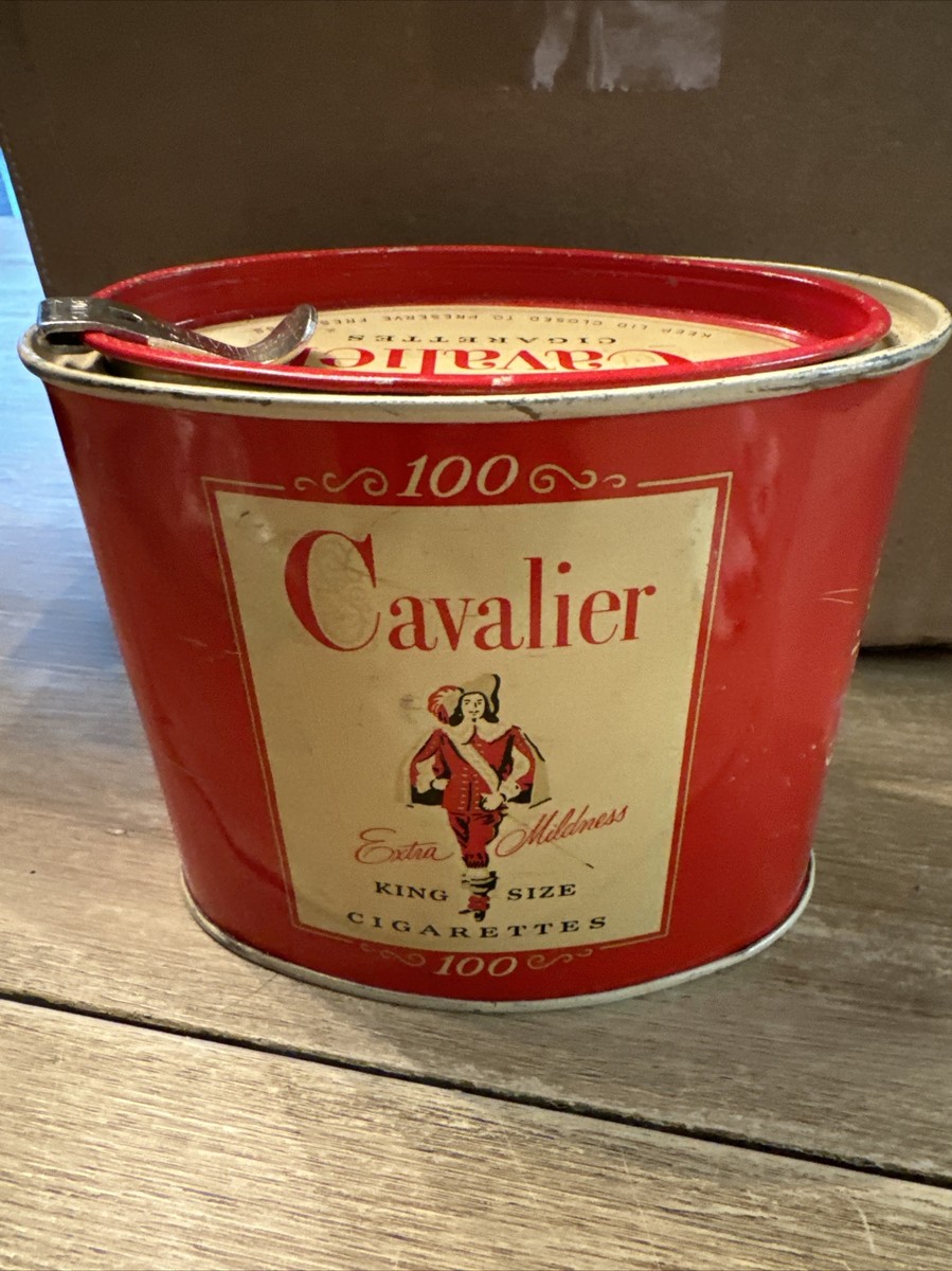 cavalier cigarettes tin Vintage King Size 100 Tin- Made in USA March 4, 1949: RJR Manufactures