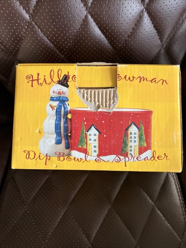 International Hilltop Snowman Dip Bowl & Spreader, Inner Box Never Opened - Picture 3 of 6
