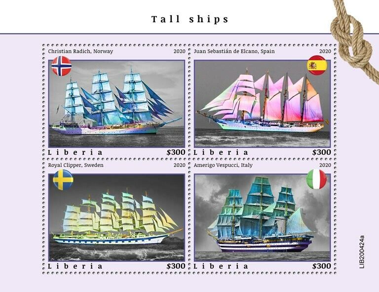 Liberia Tall Ships Stamps 2020 Radich Royal In a popularity MNH Clippe unisex Christian