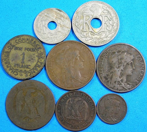 France Lot of 8 Coins 1855 to 1925 Different Dates-Types,  Combined Shipping - Picture 2 of 9