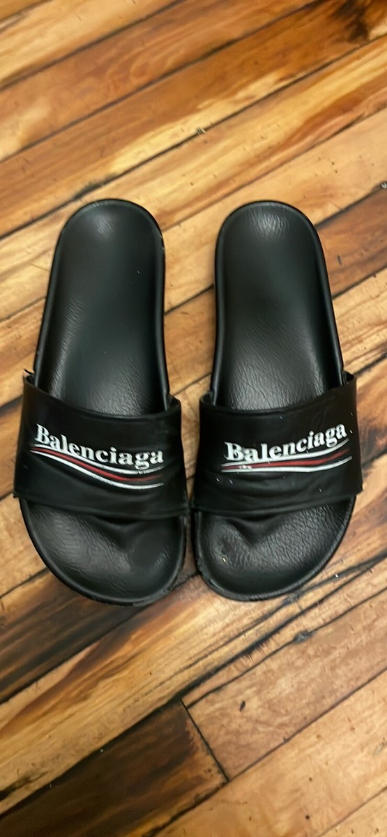 BALENCIAGA 13AW　SIZE46 Men's Balenciaga #13 Sandals 43 Black Leather Slide on Sandals | eBay