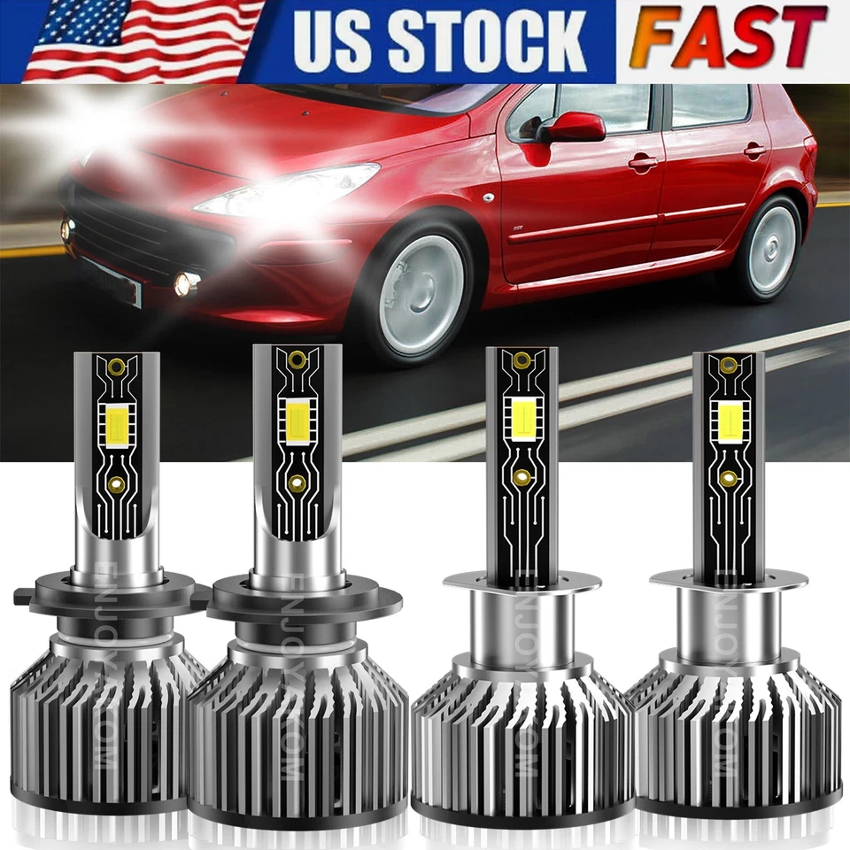 H1 H7 LED Headlight Super Bright Bulbs White Super Bright For Peugeot 307 2004 - Изображение 2 из 4