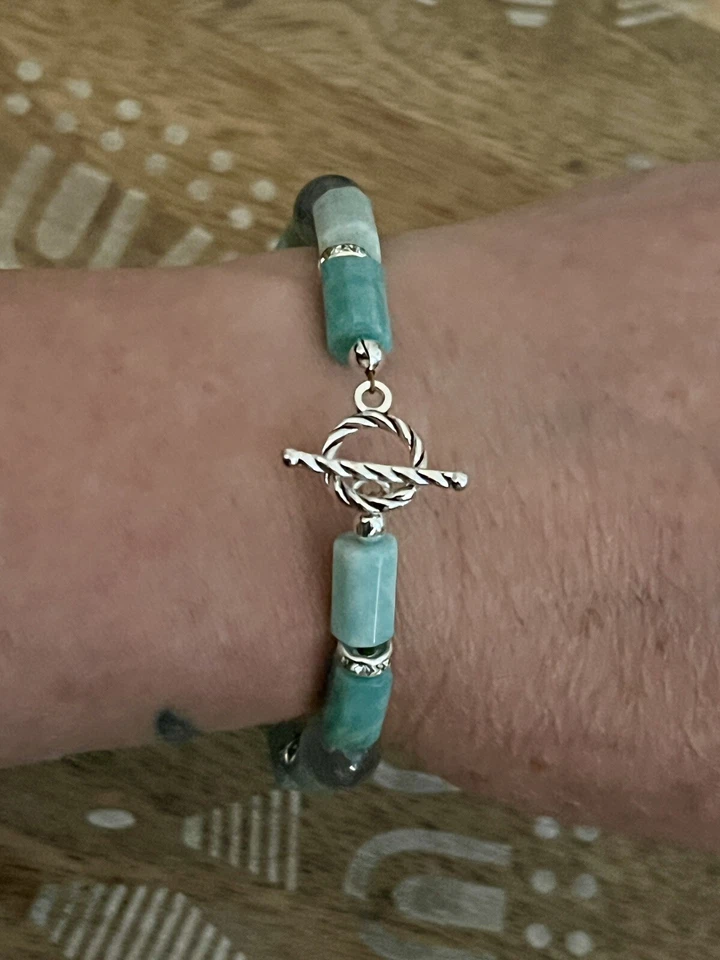 Gorgeous Flash Labradorite, Amazonite & Turquoise Charm Bracelet - Image 3 of 4