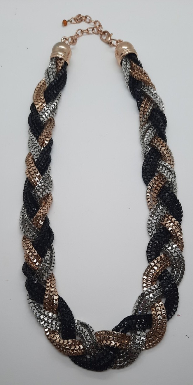 Chunky Multi Colored Braided Statement Necklace - image 1
