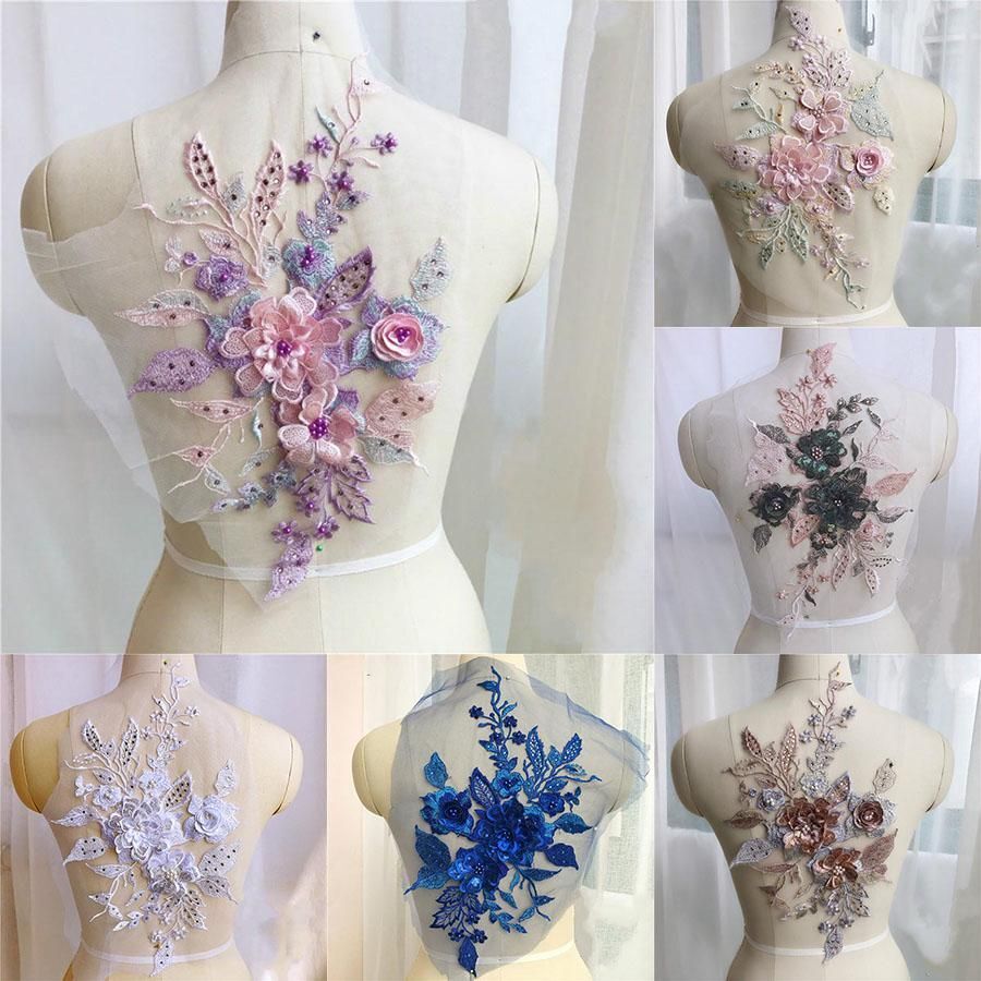 chinese dress ladies 1PC of V Shape Floral Embroidery Bridal Wedding Dress Collar Chest Lac   iriz Lace