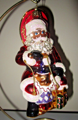 Radko PERKY PUPPETEER Santa Masquerade Teddy Bear Christmas Ornament NWT 1019097