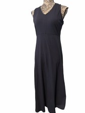 Talbots Women’s PM Stretch Midi Navy Blue Knit Dress with Open Back A-Line
