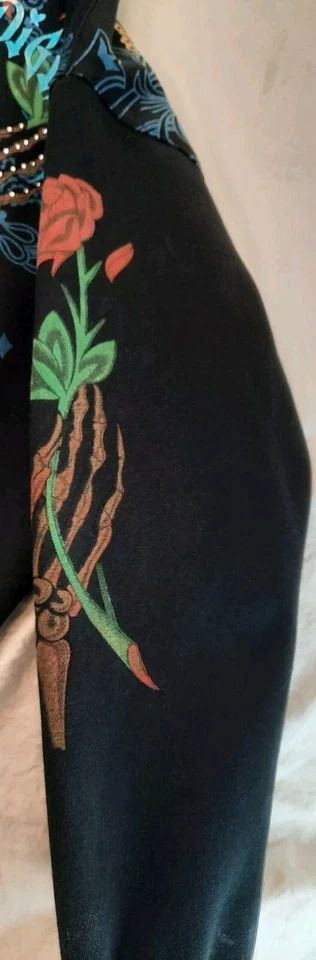 Sudadera con capucha reversible vintage para hombre 2XL XXL Christian Audigier estampado completo con cremallera Foto 4 de 4