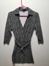 Ann Taylor Black Long Sleeve V Neck Tie Waist Dress Size 8