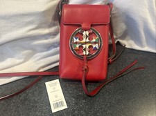 Tory Burch MILLER STAINED GLASS Phone Crossbody red apple 611 Red Leather Purse