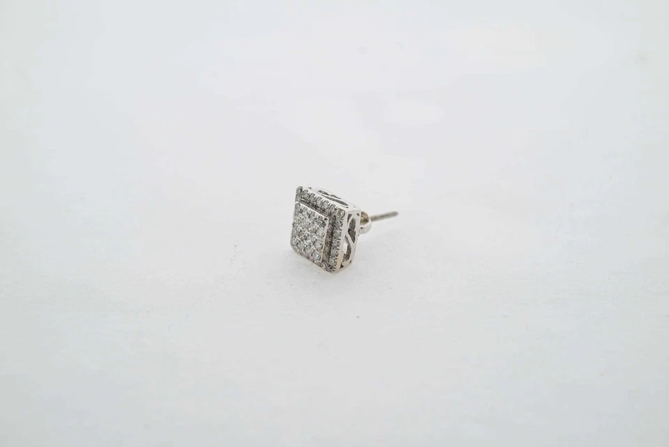  Aretes de diamantes 0,50 TCW G-H SI2 10k oro blanco joyería fina Foto 3 de 4