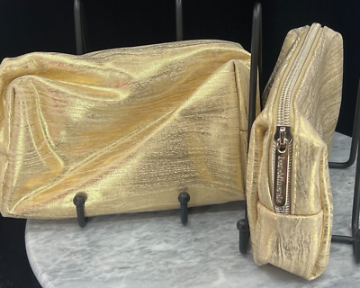 BAREMINERALS Gold Zipper Makeup Bag/Pouch / Travel (lLOT OF 2 ) --HOLIDAY  SALE