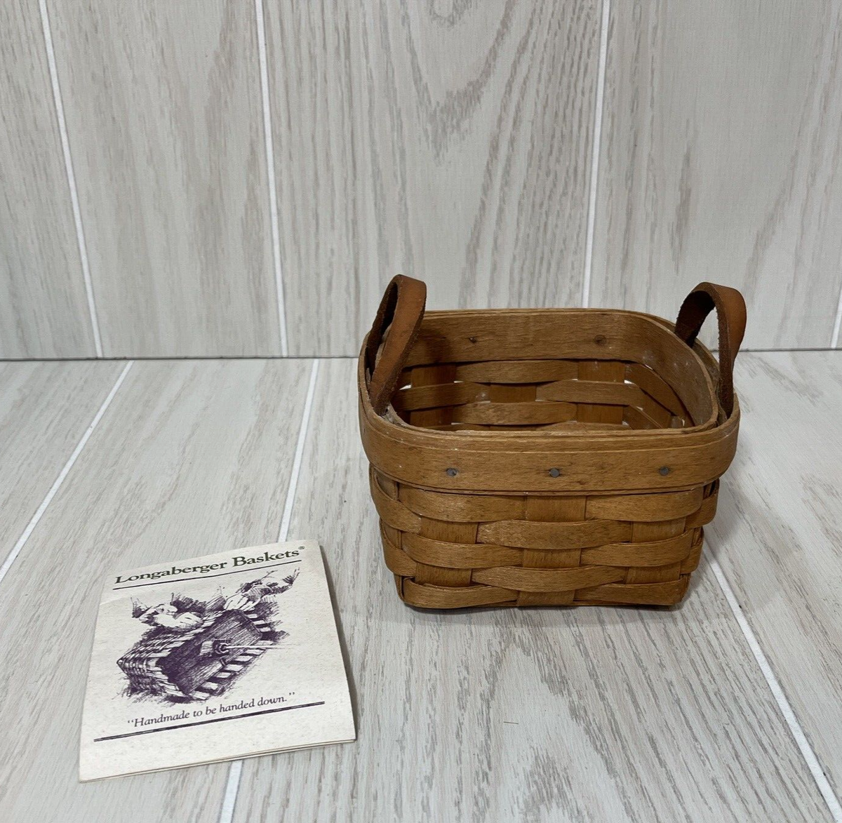 Longaberger 1992 Rosemary booking Basket small leather handles | eBay
