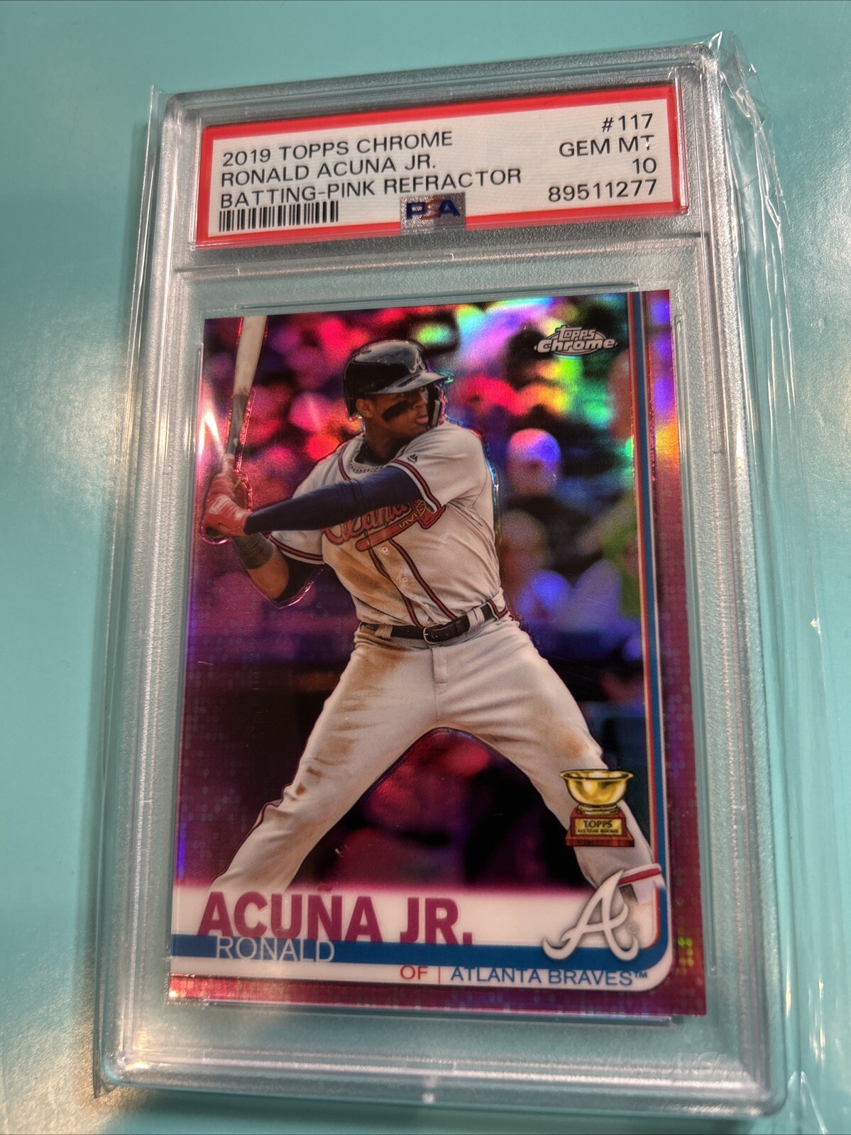 2019 Topps Chrome Ronald Acuna Jr Pink Refractor #117 PSA 10 Braves
