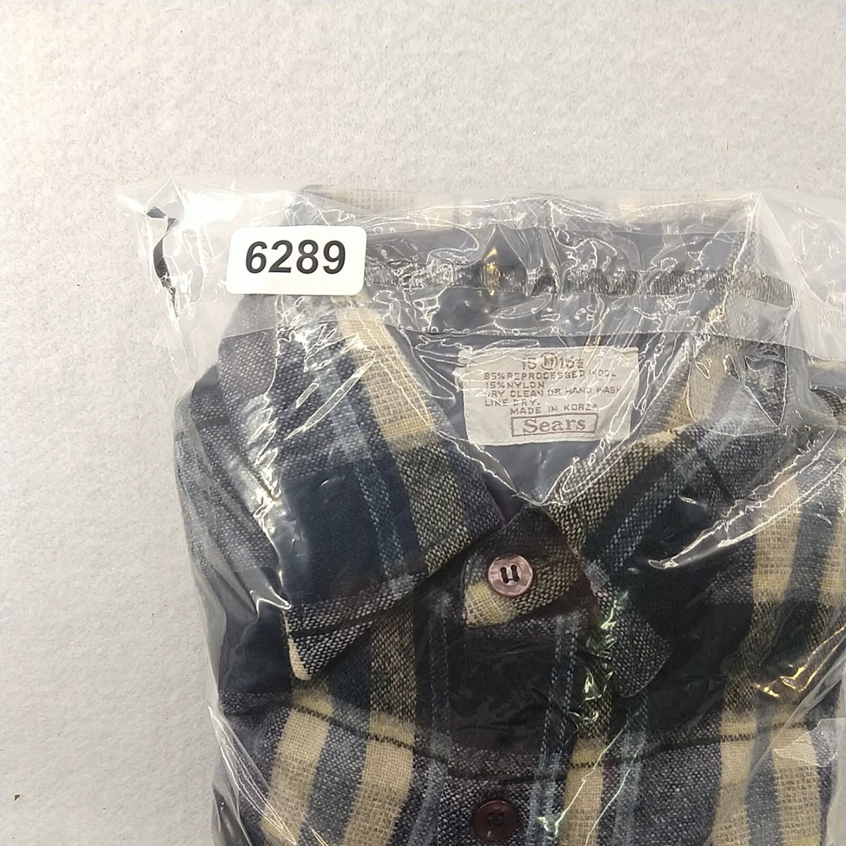 Vintage 80s Sears Wool Blend Button Down Shirt Medium Long Sleeve